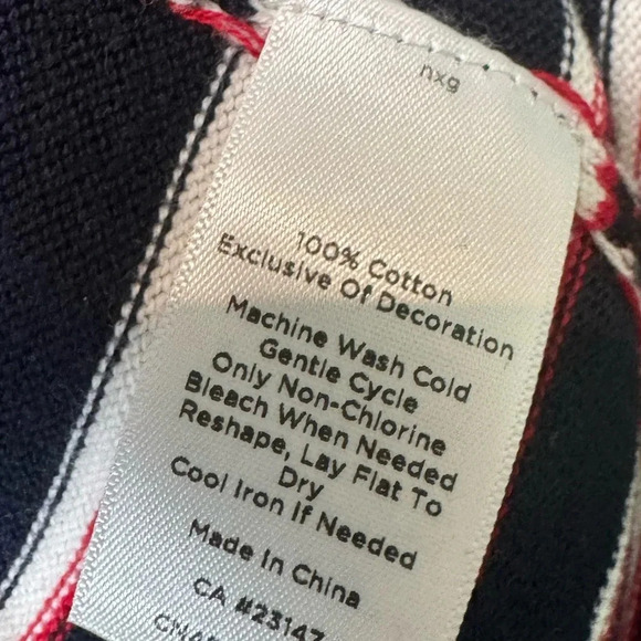 Talbots Women’s Striped Indigo Je‎ t'aime Cardigan Navy Red White Stripe Large - Picture 5 of 7